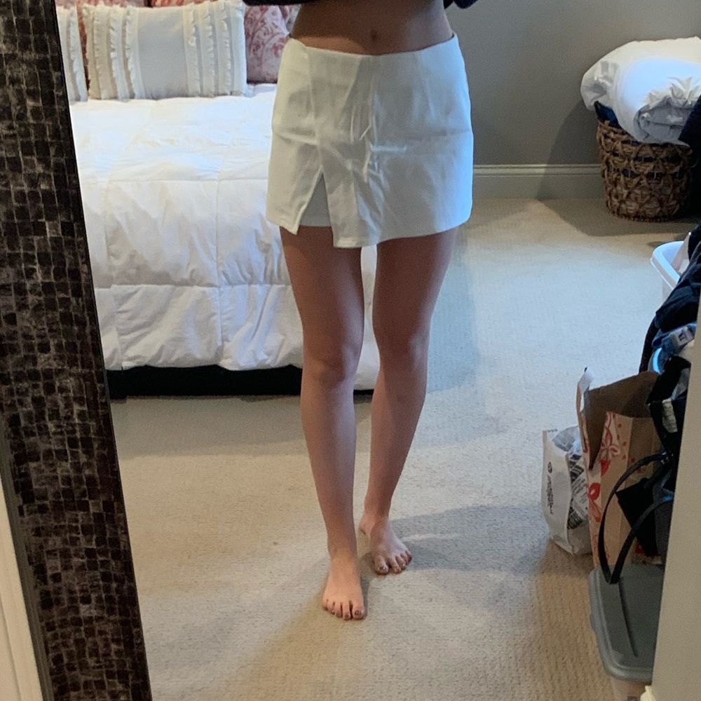 White Asymmetrical Skort